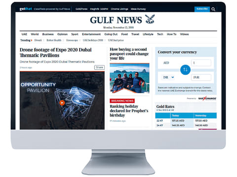 The new Gulf News website on a desktop computer