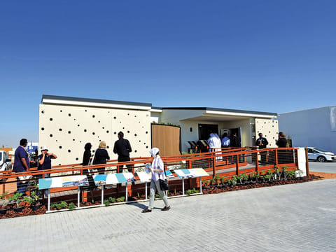 Team Uow house during The; Smart Houses competing for the Solar Decathlon Middle East at Mohammad Bin Rashid Solar Park.