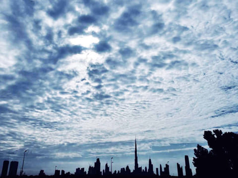 Dubai skyline on a cloudy day. 
