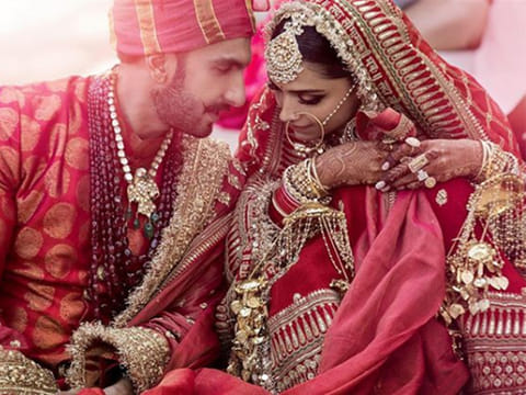 Deepika Padukone and Ranveer Singh on their wedding day. 
