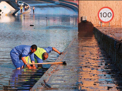 Civil defence workers intensified their efforts to pump out flood water inside the tunnels and along some roads. Kuwait experienced 245mm of rainfall over three days till Thursday, breaking a 1997 record.