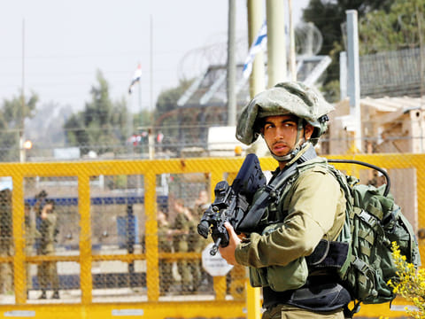 An Israeli soldier near the Quneitra crossing in the Golan Heights between Israel and Syria. 