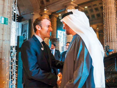 Shaikh Mohammad Bin Zayed meets Emmanuel Macron.
