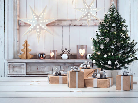 A Christmas tree with presents