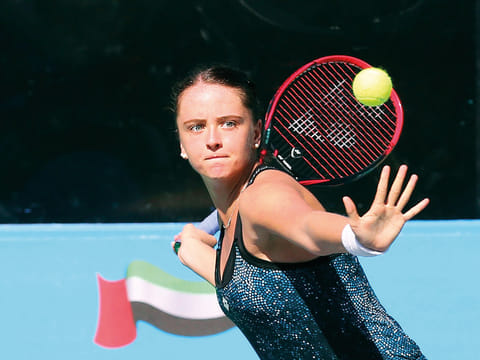Second seed Viktoria Kuzmova scored a hard-fought 4-6, 6-4, 6-4 win over Germany’s Mona Barthel in the quarter-finals of the 21st Al Habtoor Tennis Challenge.