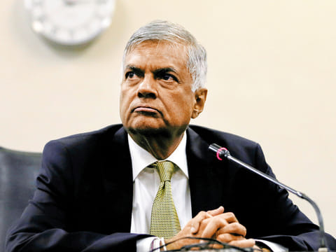 Sri Lanka PM Ranil Wickremesinghe. The contraction likely marks the beginning of a painful and long recession for the country.