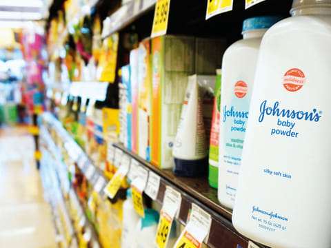 Johnson's baby powder remains stocked at a supermarket shelf in Alhambra, California