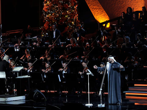 Emirati singer Hussain Al Jassmi performs in the Paul VI Hall at the Vatican during the Christmas concert