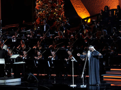Emirati singer Hussain Al Jassmi performs in the Paul VI Hall at the Vatican during the Christmas concert