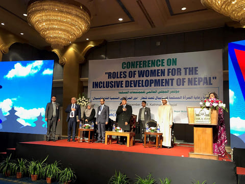 Dr Mohammad Bechari, Dr Ali Al Nuami, Nanda Bahadur Pun, Seema Khan and Saeed Hamdan Al Naqei during the conference in Kathmandu.
