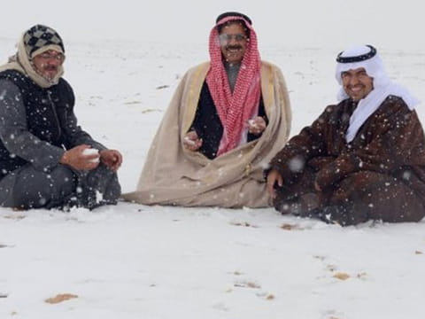 Snow in Saudi Arabia.