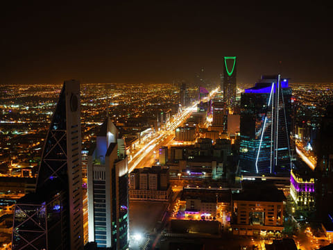Riyadh skyline. Saudi dollar bonds maturing in 2060 gained 2.3 cents to trade at 109.7 cents on the dollar. 