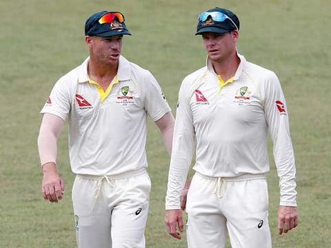 David Warner (left) and Steve Smith. 