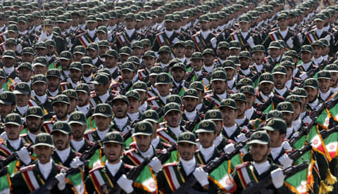 Iran’s Revolutionary Guard troops march during a parade in Tehran (File) 