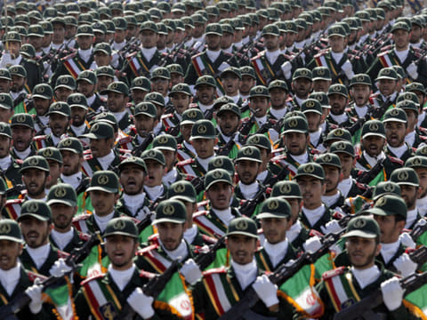 Iran’s Revolutionary Guard troops march during a parade in Tehran (File) 