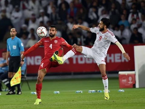Action at the opening match of the Asia cup 2019  in Abu Dhabi. 