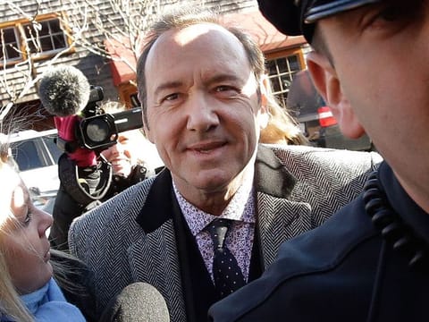 Actor Kevin Spacey arrives at district court on Monday, Jan. 7, 2019, in Nantucket, Mass., to be arraigned on a charge of indecent assault and battery. 