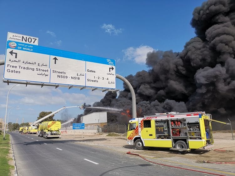 factory fire Jebel Ali, Dubai