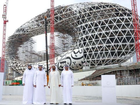 Shaikh Mohammed inspects work progress in Dubai Future Foundation’s projects.