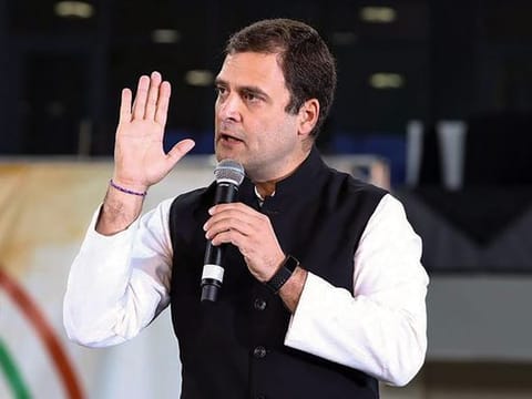 Congress President Rahul Gandhi addresses Indian diaspora, in Dubai.