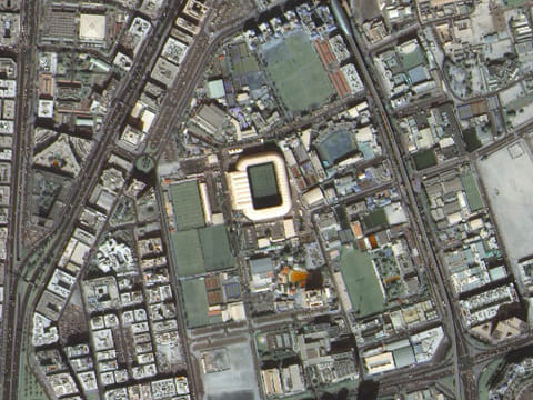 Al Nasr Stadium photographed 684 kilometres above the Earth.