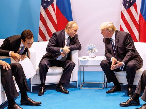 President  Donald Trump meets with Russian President Vladimir Putin at the Group of 20 summit in Hamburg, Germany, July 7, 2017. Aside from interpreters, the only others in the room were Rex W. Tillerson, then the secretary of state, and Sergey V. Lavrov, the Russian foreign minister.