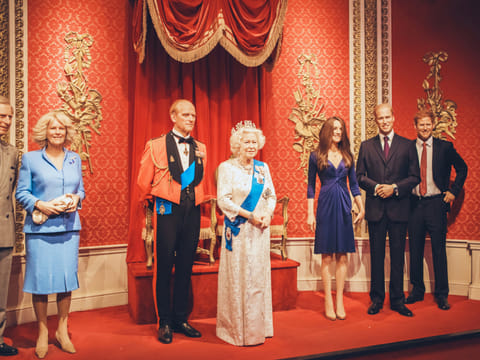 British royal family in Madame Tussauds wax museum in London.