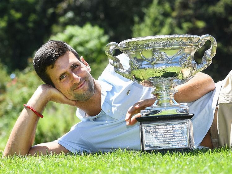 Serbia's Novak Djokovic poses