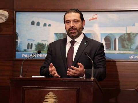 Lebanese Prime Minister Saad Hariri addressed the media after announcing the new cabinet during a press conference at the presidential palace in Baabda, east of the capital Beirut, on January 31, 2019.  