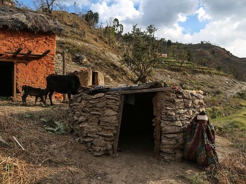 Mansara Nepali sits near her family's chhaupadi hut for menstruating women, in the village of Pali, in western Nepal, March 5, 2018. Each year, at least a couple of women die in these huts from exposure, animal bites or smoke inhalation after building fires to stay warm during the Himalayan winter, yet the tradition persists. 