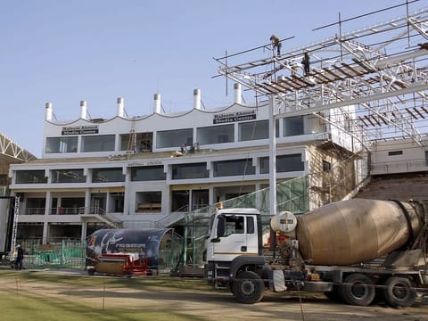 A renovation of National Stadium is in progress for the upcoming Pakistan Super League in Karachi, Pakistan. 