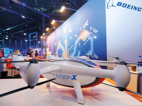 A model of Boeing’s Horizon X drone. 