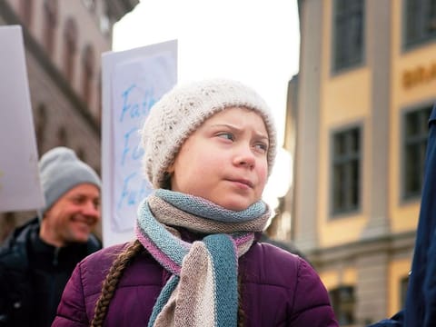 Greta Thunberg takes part in a demonstration calling for climate action at the Parliament in Stockholm, Feb. 15, 2019.