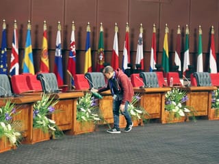A worker prepares the International Congress Centre a day before the first EU-Arab League Summit in Sharm Al Shaikh, Egypt. File photo taken on February 23, 2019. 
