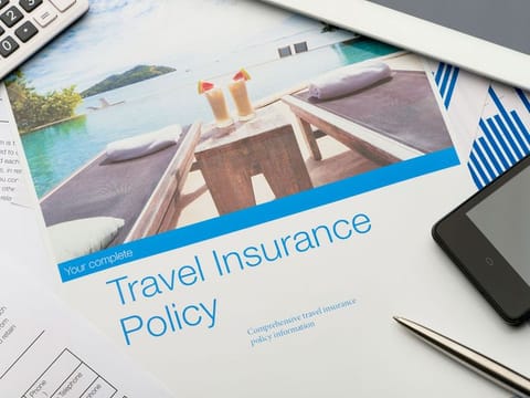 Travel insurance policy document. For illustrative purposes only. 