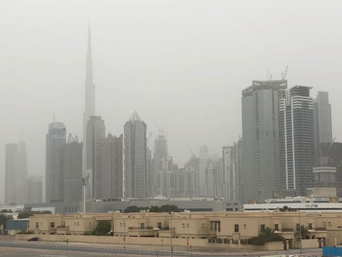 Dusty conditions in Dubai. The sudden change in weather caused problems for motorists and pedestrians.