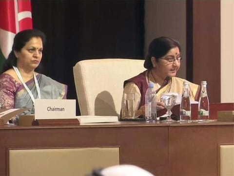 Indian External Affairs Minister Sushma Swaraj at OIC meet in Abu Dhabi
