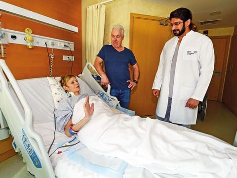 Sabine, husband Roland Kotter and Dr Rohit Kumar after the surgery at the hospital in Dubai.