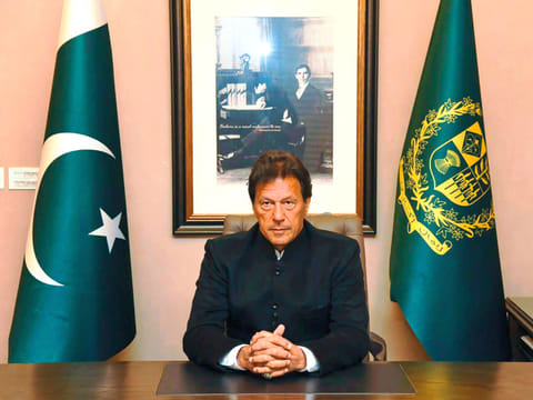 Pakistan's Prime Minister Imran Khan delivering a policy statement on Pulwama attack, in Islamabad on Feb 19, 2019