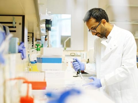 Dr. Ravindra Gupta, a virologist at University College London, in his lab. 