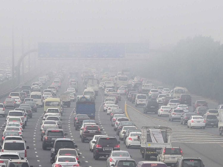 Fog traffic on Shaikh Mohammad Bin Zayed