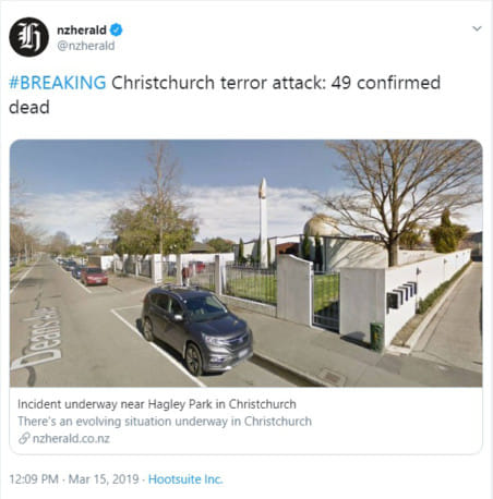 Many users commended New Zealand's media for calling it a terror attack 