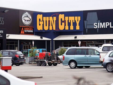 The Gun City store in Christchurch, where the accused shooter legally bought four weapons and ammunition online between December 2017 and March 2018.