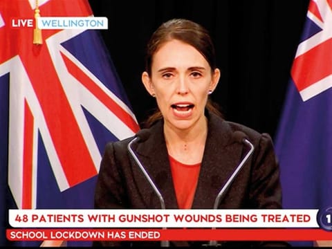 Prime Minister Ardern gives a press conference from Wellington, after the shootings at two mosques in Christchurch, New Zealand, on March 15.