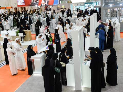 Emiratis register themselves at RTA and other Government exhibits.