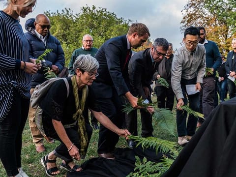 People gather for a multi-faith memorial service to pay tribute to the victims of the  recent terror attacks on two mosques in Christchurch, New Zealand