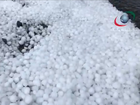 Fujairah residents saw heavy rainfall with hail on Sunday.