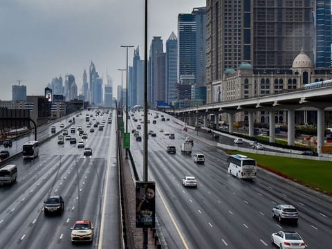 Cars on Shaikh Zayed road in Dubai 