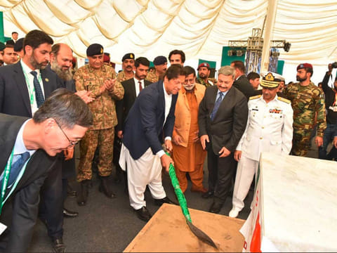 Prime Minister Imran Khan performing the ground-breaking of new Gwadar International Airport project in Gwadar, a port city on the southwestern coast of Balochistan, Pakistan. 