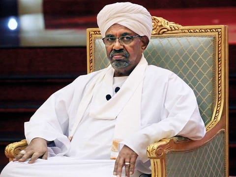 Sudanese President Omar al-Bashir addresses the National Dialogue Committee meeting at the Presidential Palace in Khartoum, Sudan April 5, 2019.
